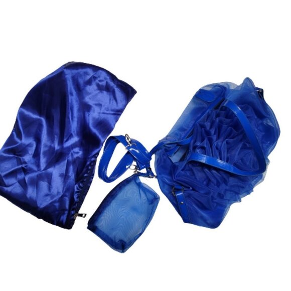 Blue Casual Tote Bag Travel or Overnight Bag with 2 additional pouches - Picture 2 of 7